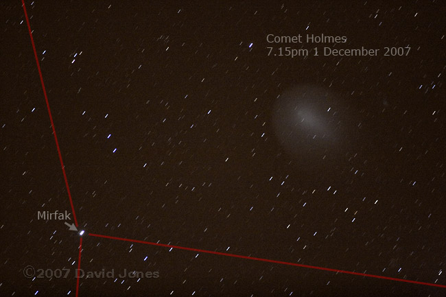 Comet Holmes at 7.15pm, 1 December