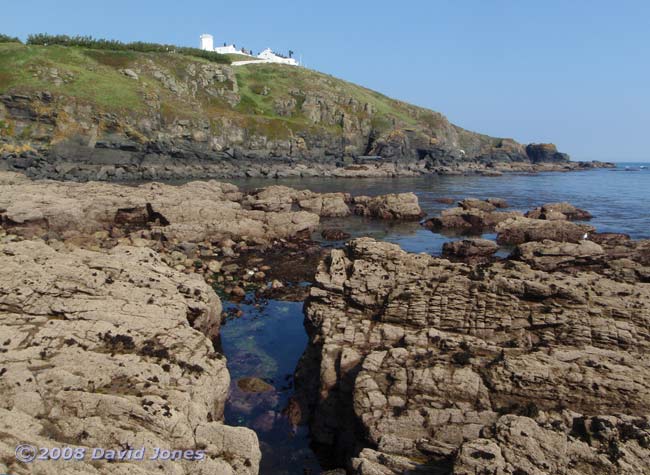 Lizard Point Lighthouse, seen from the rocks at low tide