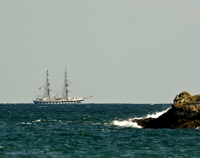 Sailing ship leaving Falmouth Bay