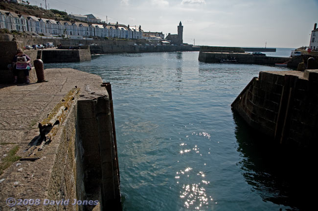 Looking out from the entrance to the inner harbour at Porthleven