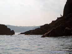 Looking towards Porthallow past the rocks off Nare Head
