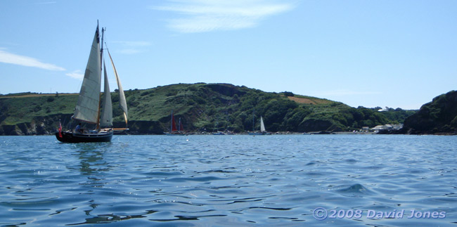 Cornish sailboat and Porthallow Cove
