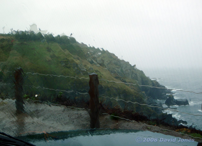 Lizard Lighthouse through a rain-soaked windscreen!