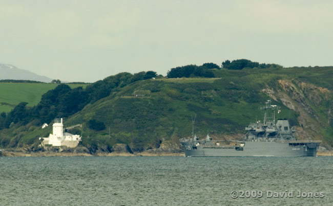 The Almirante Saboia approaches, St. Anthony's Lighthouse and Falmouth Harbour, 11 June 2009