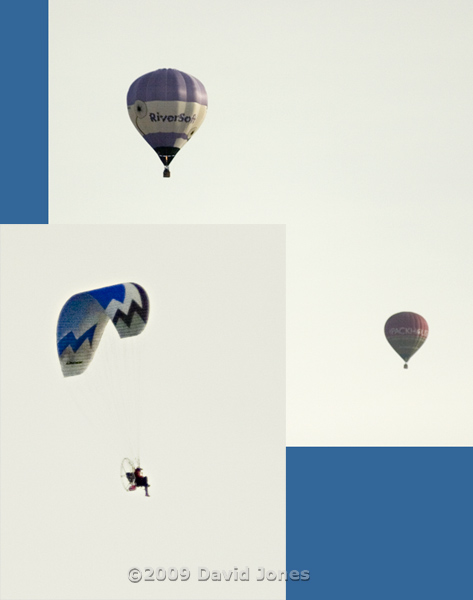 Hot air balloons and motorised paraglider