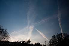 Contrails in the evening sky, 23 April