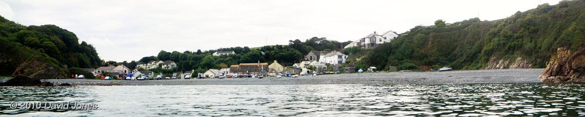 Panoramic view of Porthallow from my kayak, 17 September 2010