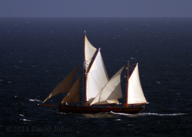 A two masted sailboat passing close to Lizard Point, 12 May
