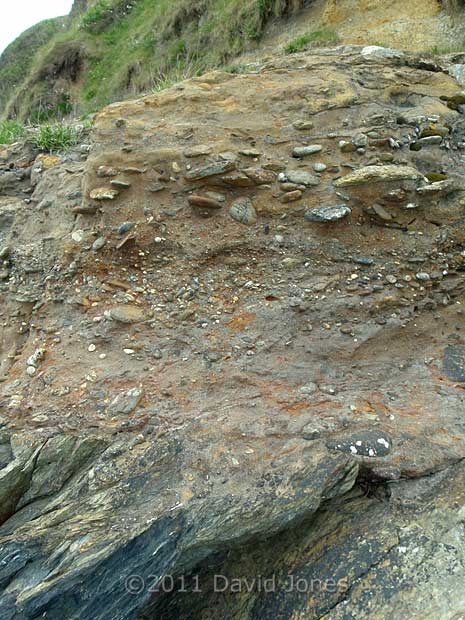 Raised beach deposit on left side of cove north of Porthallow - 2, 15 May