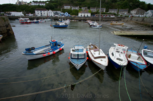 Boats moored in corner of Porthleven harbour, 17 May