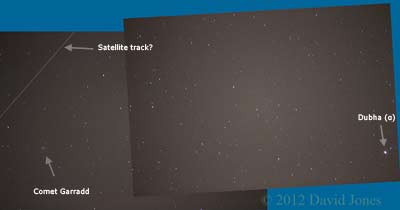 Comet Garradd relative to Dubha in Ursa Major, 20 March 2012
