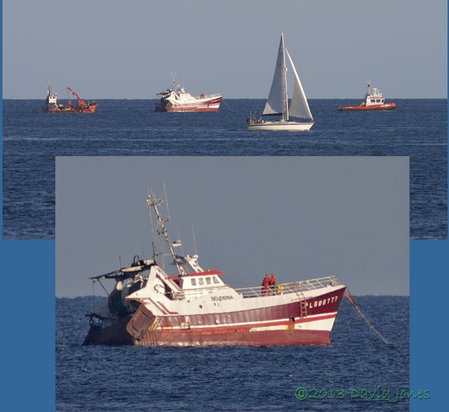 Fishing boat Scuderia being salvaged - 1, 2 Sept 2013