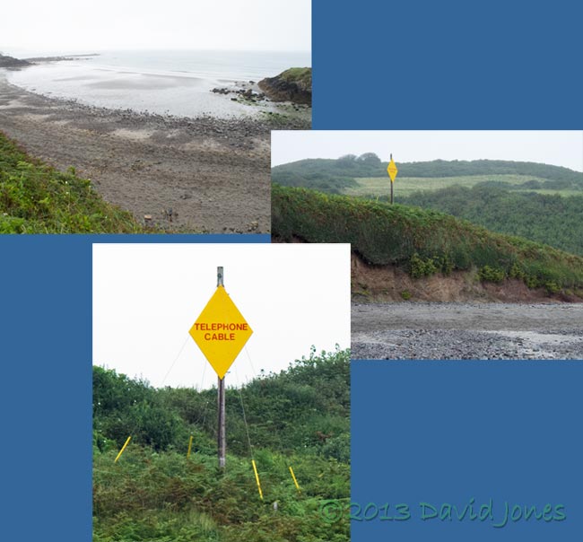 Telephone cable marker at Kennack Sands, 11 Sept 2013