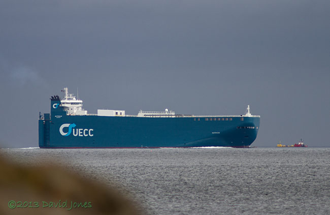 The car transporter Autosun passes Bolt 'Lifesaver', 12 Sept 2013